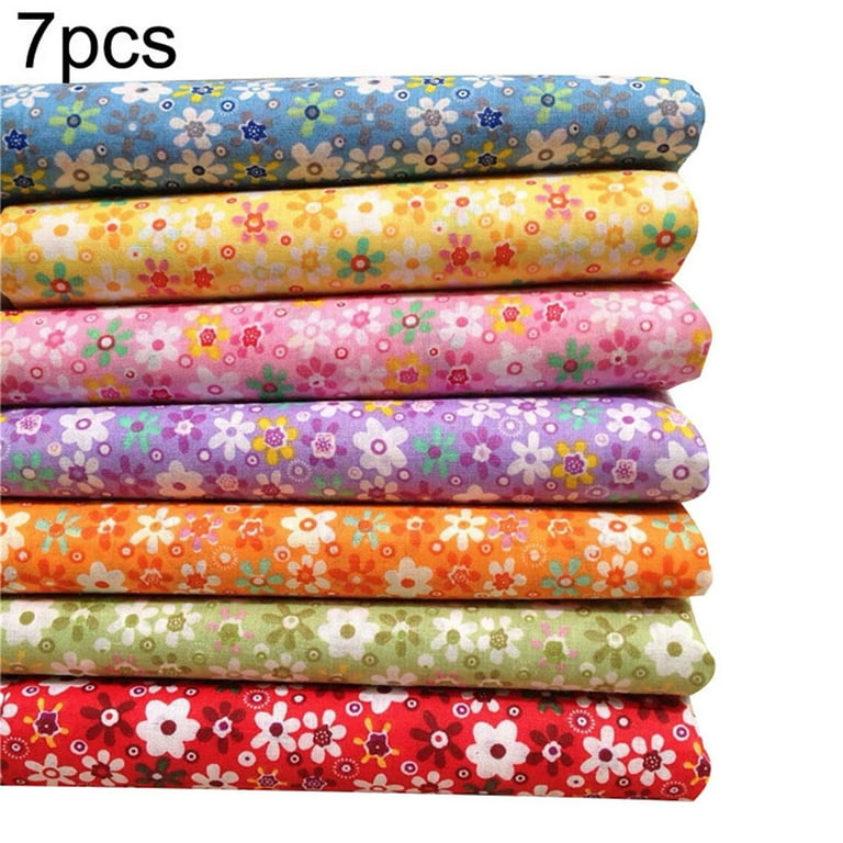 Spree Clearance! 7pcs DIY Assorted Pattern Floral Printed Patchwork Cotton Fabric Cloth for Crafts Bundle Sewing Quilting Fabric, Size: Small, Yellow