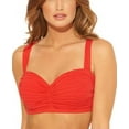 thumbnail image 4 of Women's Bleu Rod Beattie 00179D Kore Shirred Underwire Bandeau Bikini Swim Top (Scarlet 38D), 4 of 4