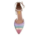 thumbnail image 2 of FSJ Women Chic Block Chunky Low Heels Pumps Rainbow Pointed Closed Toe Ankle Strap Buckle D'Orsay Sandals Multicolor Ladies Party Office Shoes Size 13 White Rainbow, 2 of 3