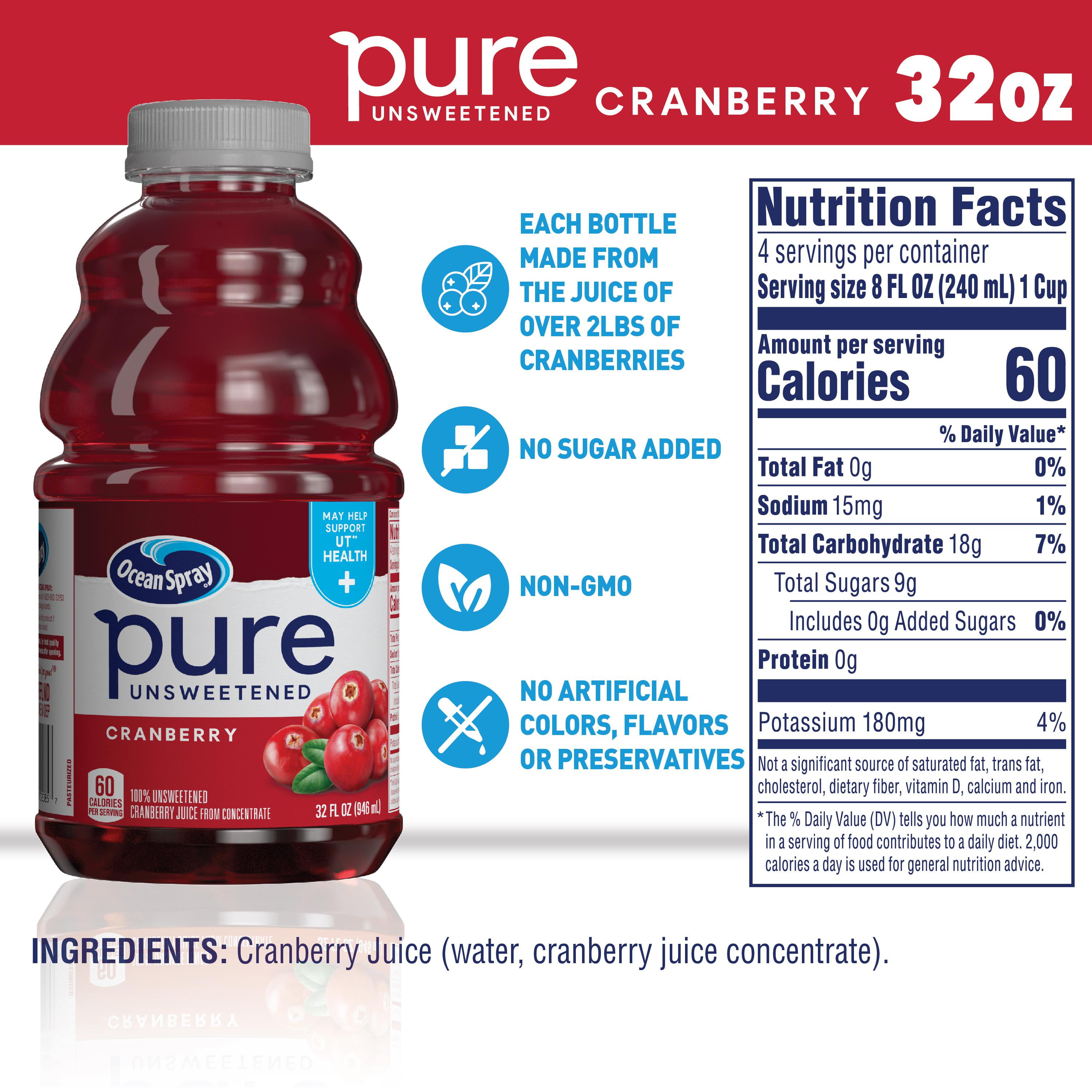 Ocean Spray 100 Cranberry Juice Nutrition Facts My Bios