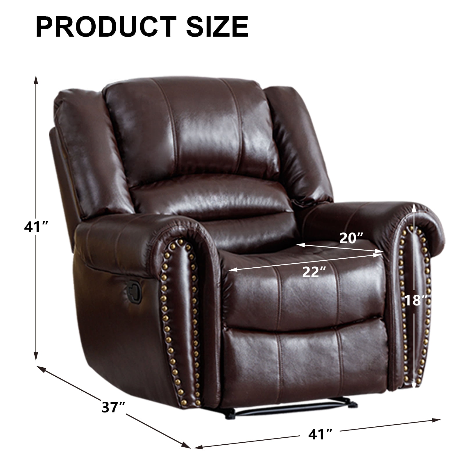 Bonzy Home Recliner Vintage Reclining Chair Sofa for Living Room Bedroom