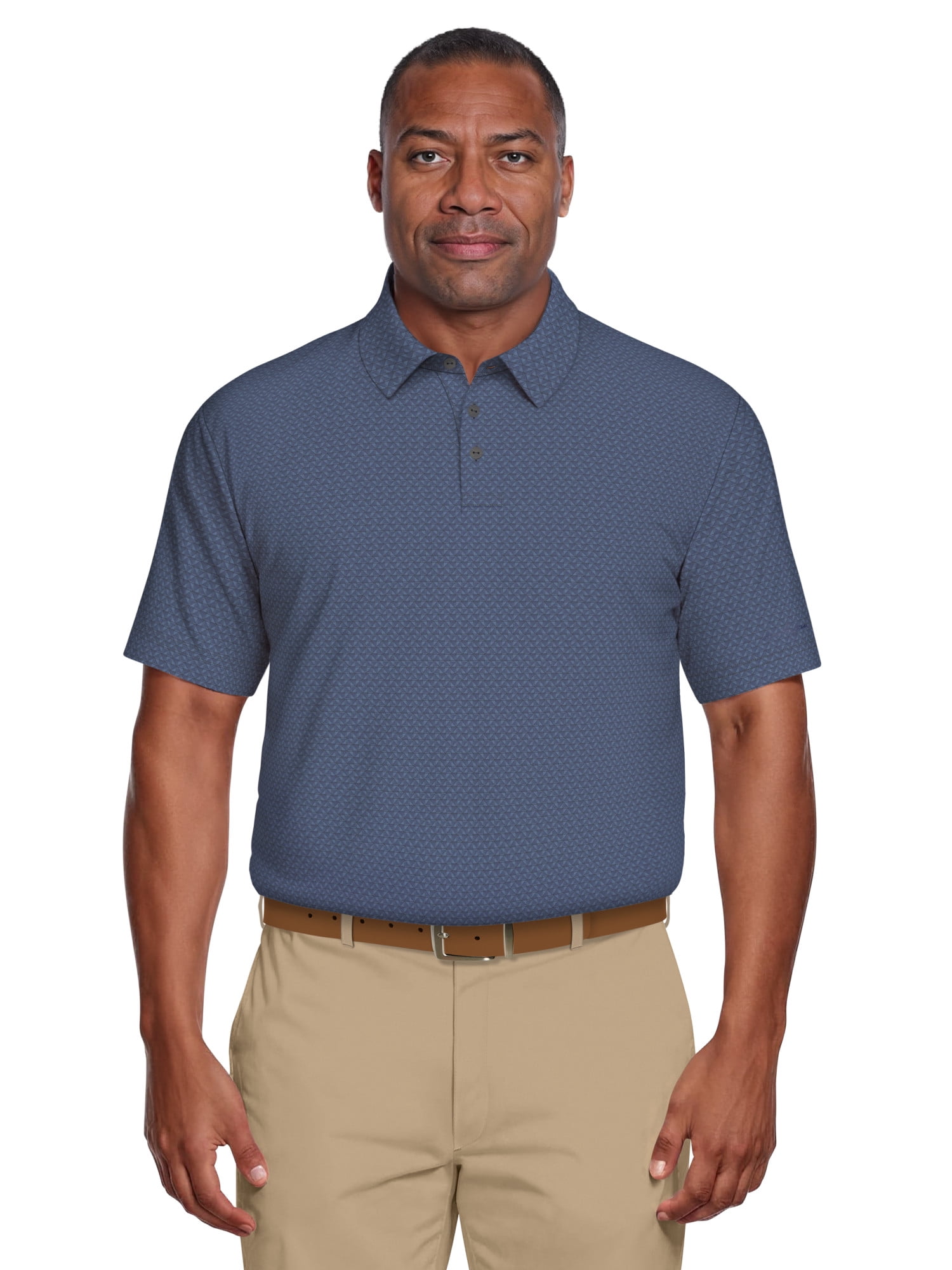 Ben Hogan Men's & Big Men's Performance Mini Geometric Print Short Sleeve Golf Polo Shirt, Sizes S-5XL
