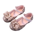 thumbnail image 3 of Bxsruta Girls' Rhinestone and Pearl Bow Mary Jane Flats with Elastic Strap, Sequins Dress Shoes for Party and Wedding, 3 of 8