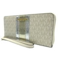 thumbnail image 3 of Michael Kors Women's Jet Set Travel Large Signature Logo and Metallic Continental Wallet Pale Gold 35F4GTVE7V-Pgold, 3 of 10