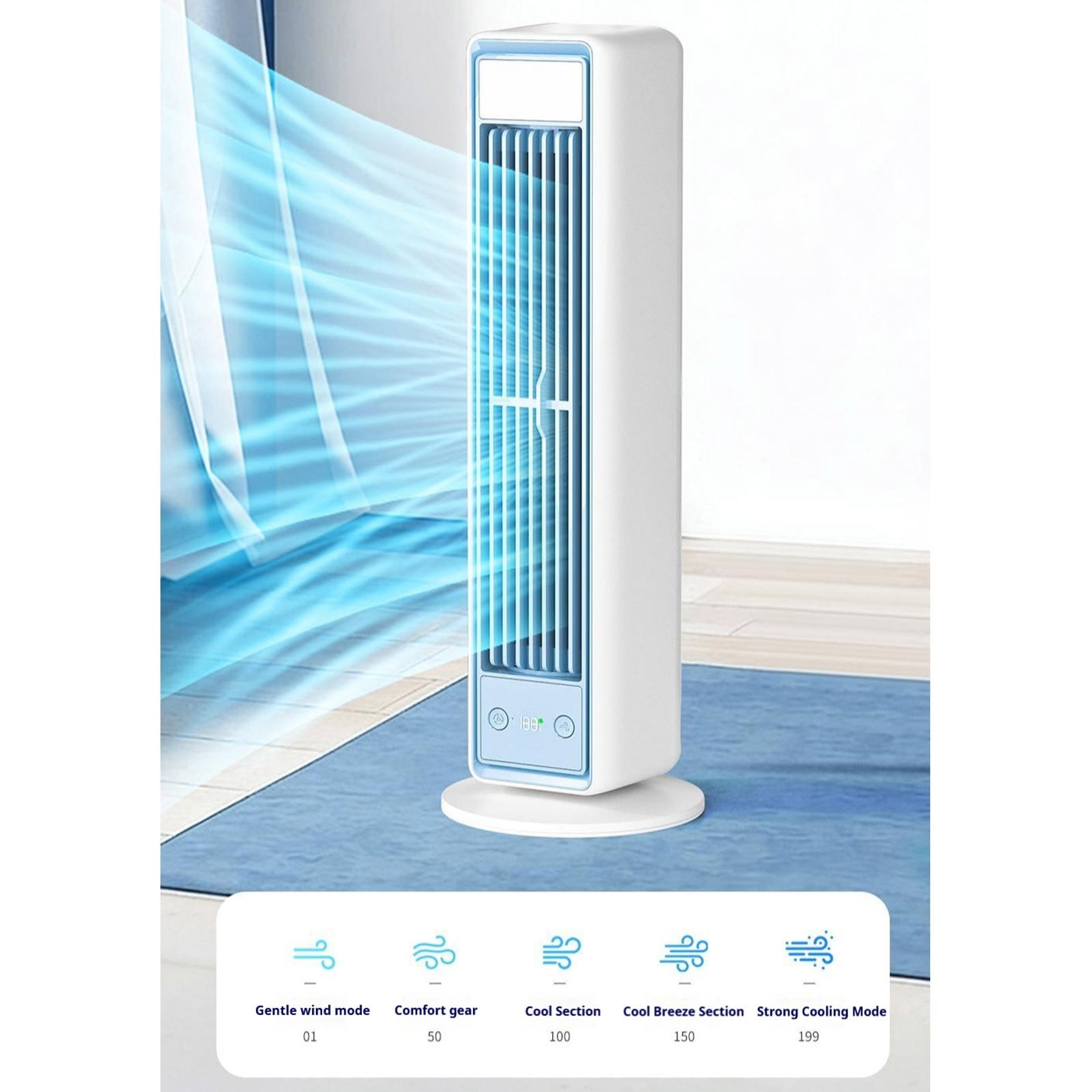 Snmubt Wall Mounted Bladeless Tower Fan, 3600mAh, Remote Control, Quiet, for Bedroom, Dorm, Office, Kitchen, Portable Air Circulator, Great for Summer, Back to School