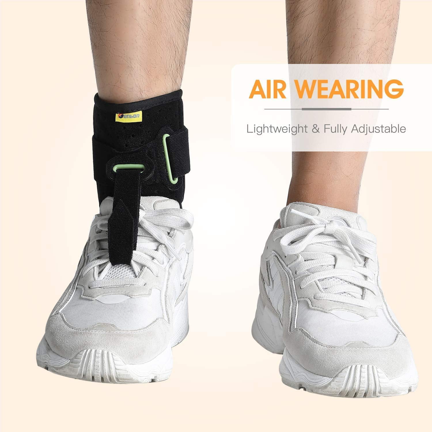 TENBON Ankle Support Drop Foot Brace Orthosis - Comfort Cushioned Adjustable Wrap Compression For Improved Walking Gait, Prevents Cramps Ankle Sprains