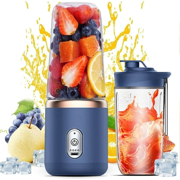 Portable Blender, Personal Blender USB Rchargeable, Mini Blender for Shakes and Smoothies, 14oz Portable Fruit Veggie Juicer Cup With 6 Blades and Travel Lid, Handheld Blender for Travel Gym Kitchen