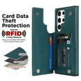thumbnail image 5 of Allytech Flip Wallet Case for Samsung Galaxy S24 Ultra with Card Slots, Premium PU Leather [RFID Blocking] [Double Magnetic Button] Kickstand Shell, Shockproof Anti-Fall Protective Case - Darkgreen, 5 of 7