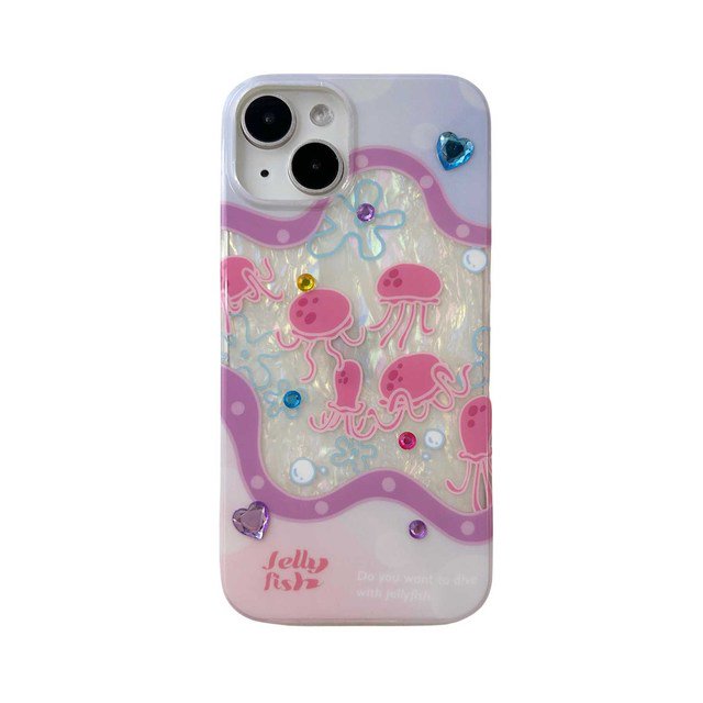 Pink jellyfish Protection Phone Case For Iphone 13Pro 14ProMax 11 12 13 14 Pro Max 13ProMax 14Pro Cover Protection Fundas