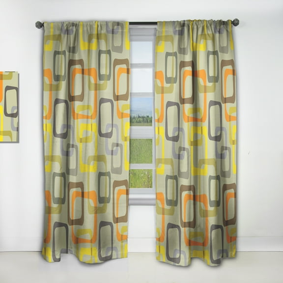 Designart 'Square Retro Design VII' Mid-Century Modern Curtain Panel