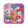 American Greetings 7" Paw Patrol Pink Square Paper Party Plate, 8ct