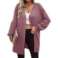 thumbnail image 2 of VEKDONE Womens Fall Winter Long Sleeve Cardigan Knit Long Open Front Cardigan Sweaters Solid Color Loose Soft Cardigans Plus Size V-Neck Cover Ups, 2 of 6