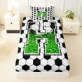 thumbnail image 3 of Erosebridal Personalized Initial H Soccer Print Twin Sheet Sets 3pcs for Boys Girls,Teens Green Glitter Print Bedding,Lightweight Room Decor, 3 of 5