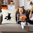 thumbnail image 1 of Mashaouyo Clearance Digital Printed Halloween Witch Silhouette Series Linen Cushion Home Cushion Core Not Included, 1 of 4