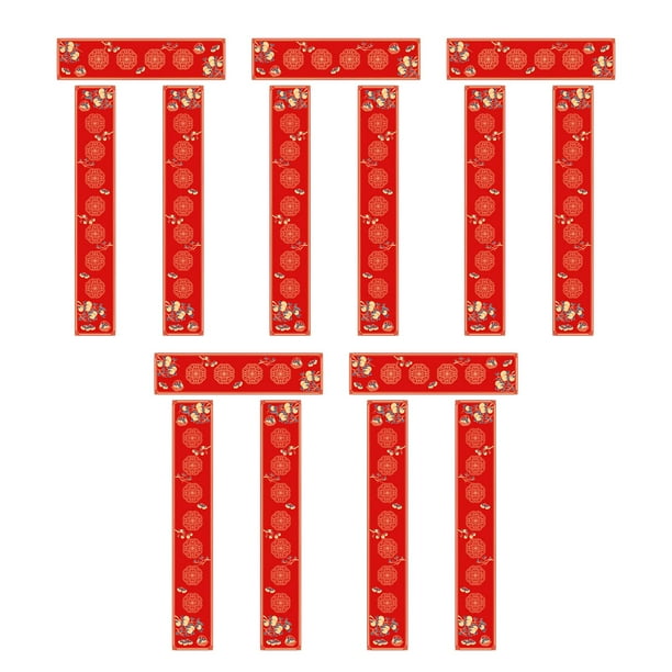 5 juegos de papel para puertas Chunlian en blanco (17 x 104 cm), decoración para escribir a mano, color rojo Estilo H