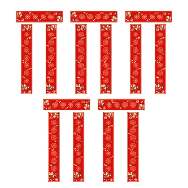 GUOOL 5 Sets Blank Couplet Paper Decorative Chunlian for Restaurant New Year Store Style H
