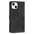 thumbnail image 3 of Leather For Apple iPhone 14 Case Tulip Embossed 5-card  Flip Wallet Leather Case with Card Holder Magnetic Closure ,Detachable Wrist Strap,Shockproof Phone Cases Cover,Black,For iPhone 14, 3 of 9