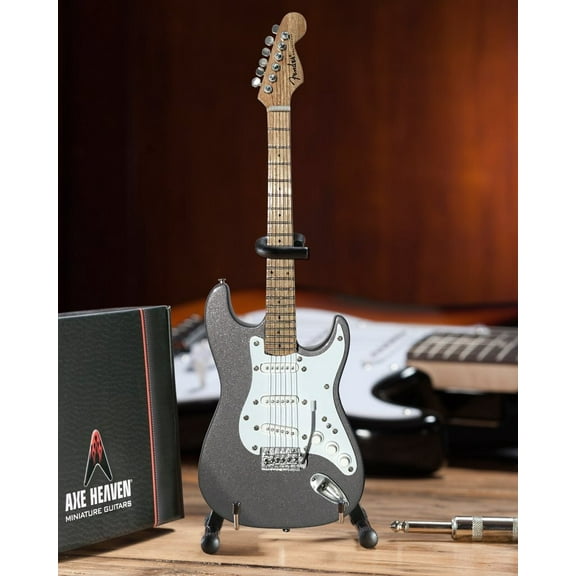 Axe Heaven Metallic Pewter Finish Fender Stratocaster Mini Guitar Replica Collectible FS-024