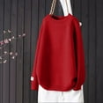 thumbnail image 2 of SELONE Oversized Sweaters for Women Winter Crewneck Tops Ribbed Long Sleeve Pullover Cozy Soild Knitwear Red Free Size, 2 of 7