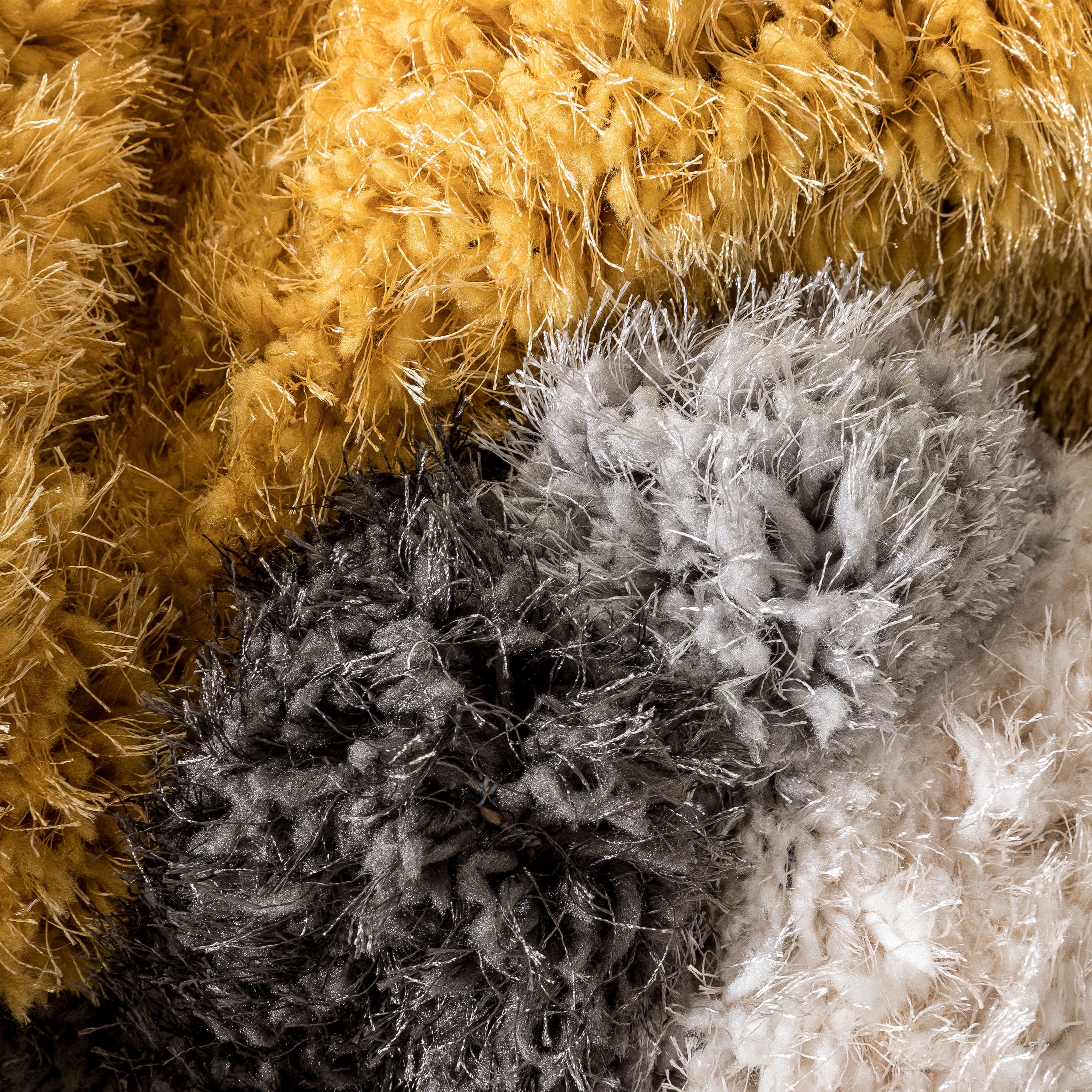 Well Woven Lolly Mika Retro Zig-Zag Pattern Yellow Grey 2'7" x 7'3" Runner 3D Texture Shag Area Rug