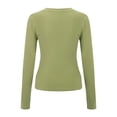 thumbnail image 5 of Baqcunre Women's Round Neck Solid Slim-Fit Pullover Base Shirt Womens Tunic Tops Shirts for Women Long Sleeve Shirts for Women Womens Tops Fall 2023,Green,S, 5 of 8