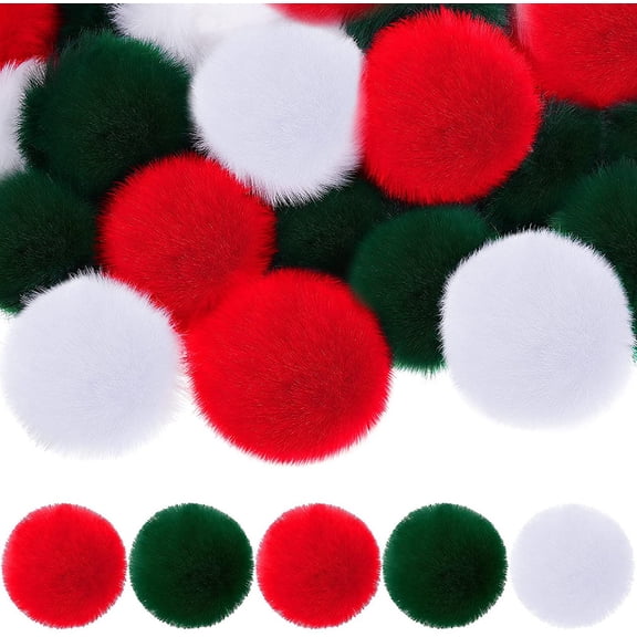 Dalrosia 30PCS Christmas Acrylic Pom Poms Large White Pompoms Christmas Holiday Costume Pom Balls Fluffy Pompom Balls Fuzzy White Pom Poms Balls for DIY Crafts Supplies Party Decorations