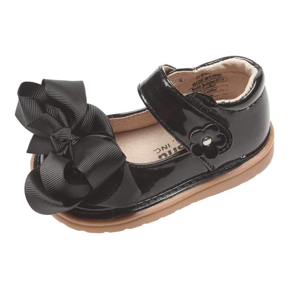 Little Girls Black Patent Bow Squeaky Mary Jane Shoes - Walmart.com