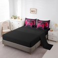 thumbnail image 4 of Red Gaming Bed in a Bag King Size Comforter Set 7 Pieces,Gamer Bedding Sets Neon Lights Abstract Geometry Sheet Set with Comforter Gamer Room Decor, 4 of 5