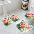 thumbnail image 3 of Spring Floral Bathroom Rugs Set Watercolor Vintage Red Yellow Flower Green Leaf Non Slip Absorbent Soft Bath Mats 3 Piece Set with Bathroom Rug, U-Shaped Floor Mat, Toilet Seat Cover Large Size, 3 of 9