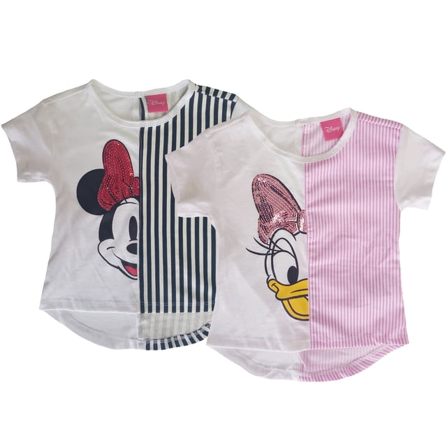 Kit 2 Playeras bordadas lentejuela para Niña Disney Minie y Daisy Talla 2 años Disney Playeras y Tops para niñas