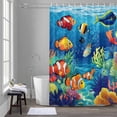thumbnail image 5 of Ocean Tropical Bathroom Shower Curtain, Marine Life Colorful Clownfish Coral Seagrass Waterproof Washable Soft Bath Curtain for Bathtub Decor with 12 Hooks&Grommet, 60x72 Inch, 5 of 9
