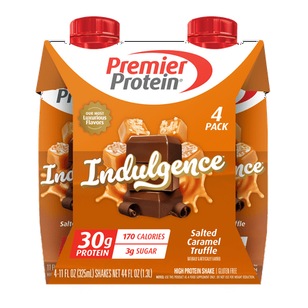 Premier Protein Indulgence Protein Shake, Salted Caramel Truffle, 30g Protein, 11 fl oz, 4 Ct