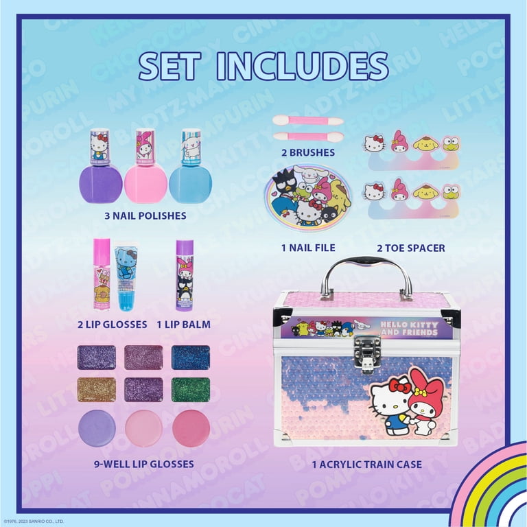 Townley Girl Hello Kitty and Friends Train Case Makeup Set