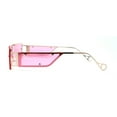 thumbnail image 4 of Mono Block Narrow Rectangle Cyclops Lens Metal Rim Sunglasses Gold Pink, 4 of 4