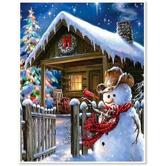 30x40cm 5d Rond Diamond Painting Animaux Diy Broderie Diamant Bonhomme De Neige -- Kit Loisirs Cratifs Enfants Dcoration Chambre Bureau -- Tablea