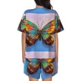 thumbnail image 3 of Qekee Oil Painting Beautiful Butterfly Women's Pajama Set Short Sleeve Sleepwear Summer Home Wear with Pockets Soft Short Sleeve Shirt - Oil Painting Beautiful Butterfly, 3 of 9