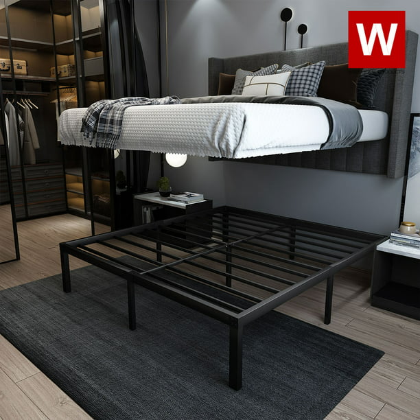 King Size Metal Platform Bed Frame With, King Size Iron Bed With Storage