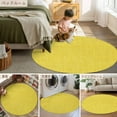 thumbnail image 6 of Yellow 4ft Round Rug, Farmhouse Burlap Solid Yellow Color Modern Linen Texture Non-Skid Rubber Backing Large Area Rugs - Living Room Bedroom Home Office, Indoor Floor Mat Carpets Washable Rug, 6 of 9