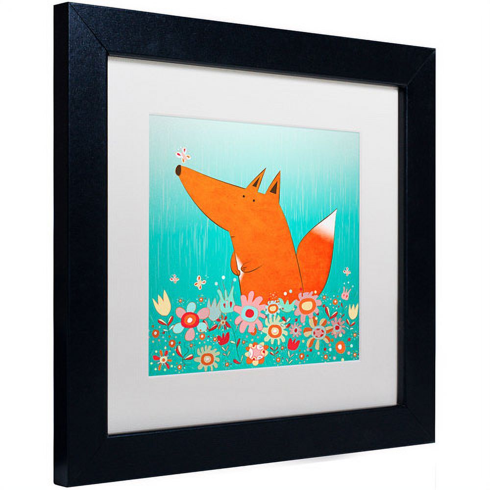Carla Martell 'Fox in Flowers' Matted Framed Art
