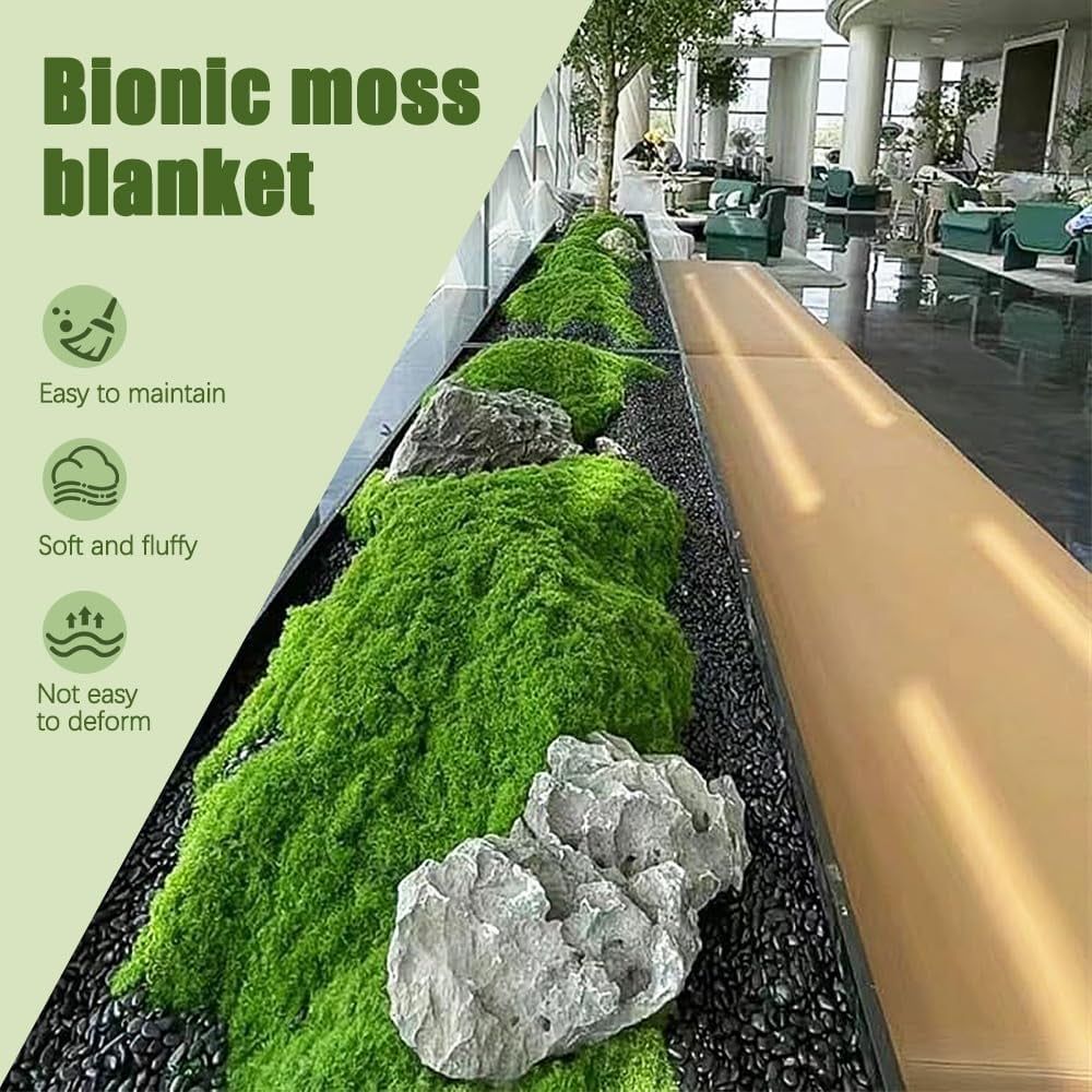 Preserved Moss Roll - Artificial Green Moss for Floral Arrangements, Model Railroads, and Woodland Party Decorations(Light Green)