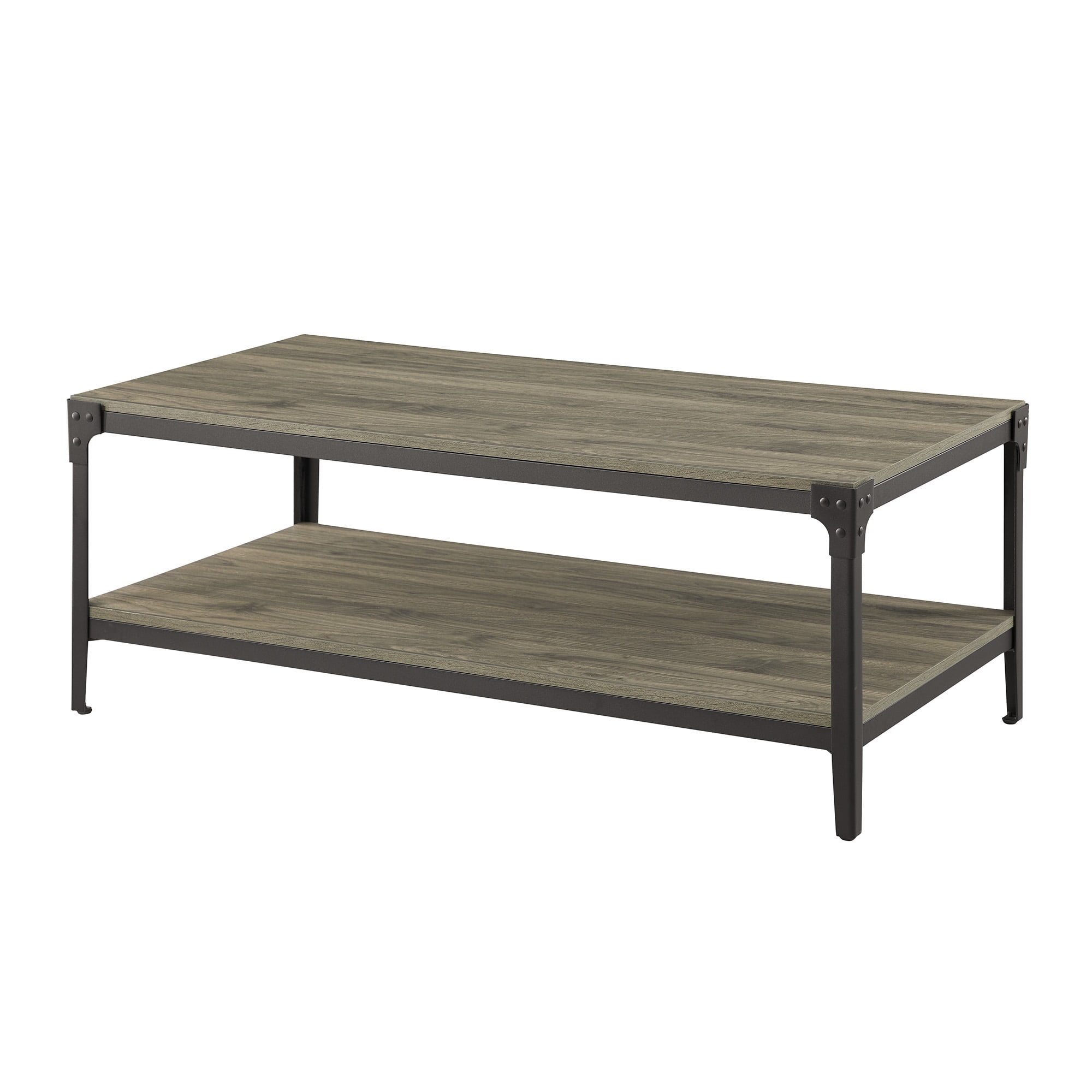 Woven Paths Wilson Angle Iron Rustic Coffee Table, Slate Grey