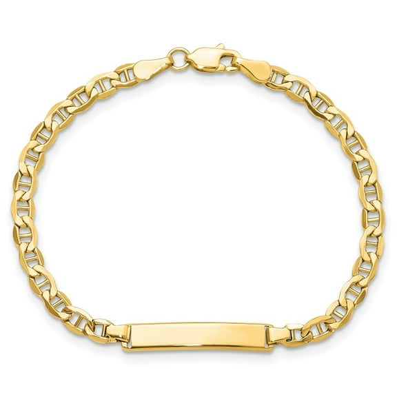 Diamond2Deal 10K Yellow Gold Semi-Solid Anchor Chain Link ID Bracelet for Men 6"