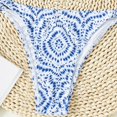 thumbnail image 3 of Womens Bikini Swimsuit Stripe V Neck Back Cross Two Piece Bathing Suitm, 3 of 5
