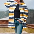 thumbnail image 2 of Color Block Cardigan for Women Long Sleeve Button Down Standing Collar Casual Overcoat with Pockets Navy M, 2 of 7