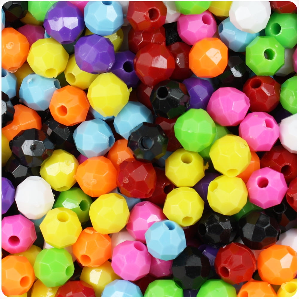 BeadTin Opaque Multi 8mm Faceted Round Craft Beads (450pcs)