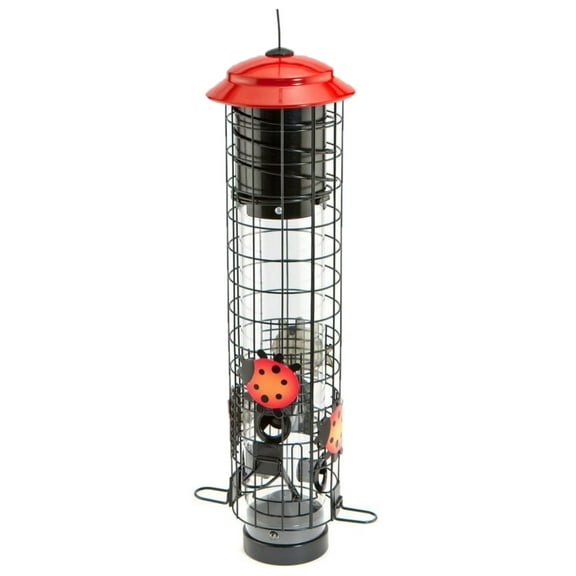 WoodLink Audubon Collection Squirrel-Resistant Ladybug Bird Tube Feeder, 18-in.