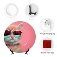 thumbnail image 4 of Daiia Cool Cat Pink Sunglasses Printed Pattern Ceramic Plate Dinner Plates Bone China Decorative Plates with Display Stand Art Ceramic Ornaments for Wall Hanging Decoration-10in, 4 of 6