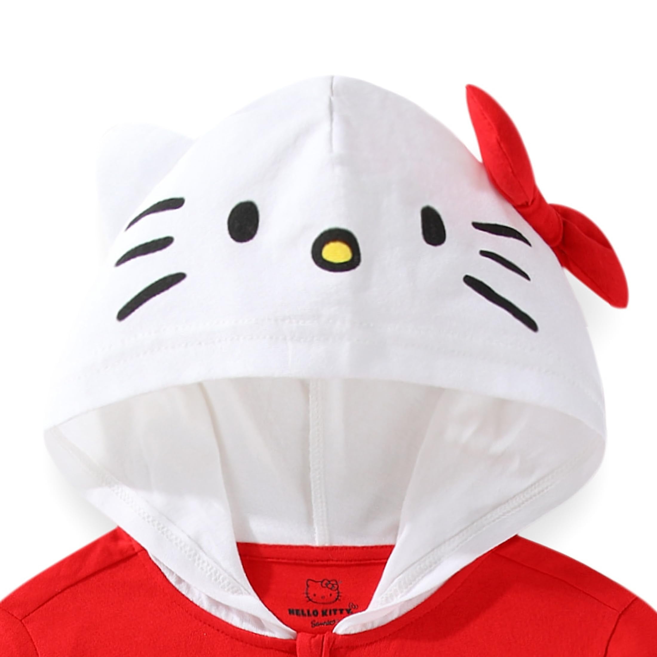 Hello Kitty Sanrio Cosplay Hooded Coverall with Ears and Bow (Girls), Sizes 3T-8
