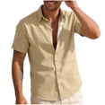 thumbnail image 2 of Njagoc3 Men's Stripe Print Open Placket Short-Sleeve Shirt - Stylish Vacation & Everyday Wear, 2 of 6