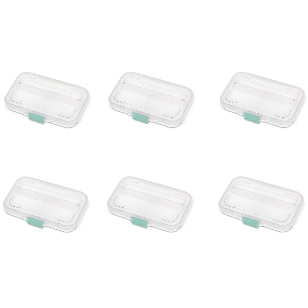 Sterilite Small Clear Divided Storage Container Box 1724 Supplies Sewing 6-Pack